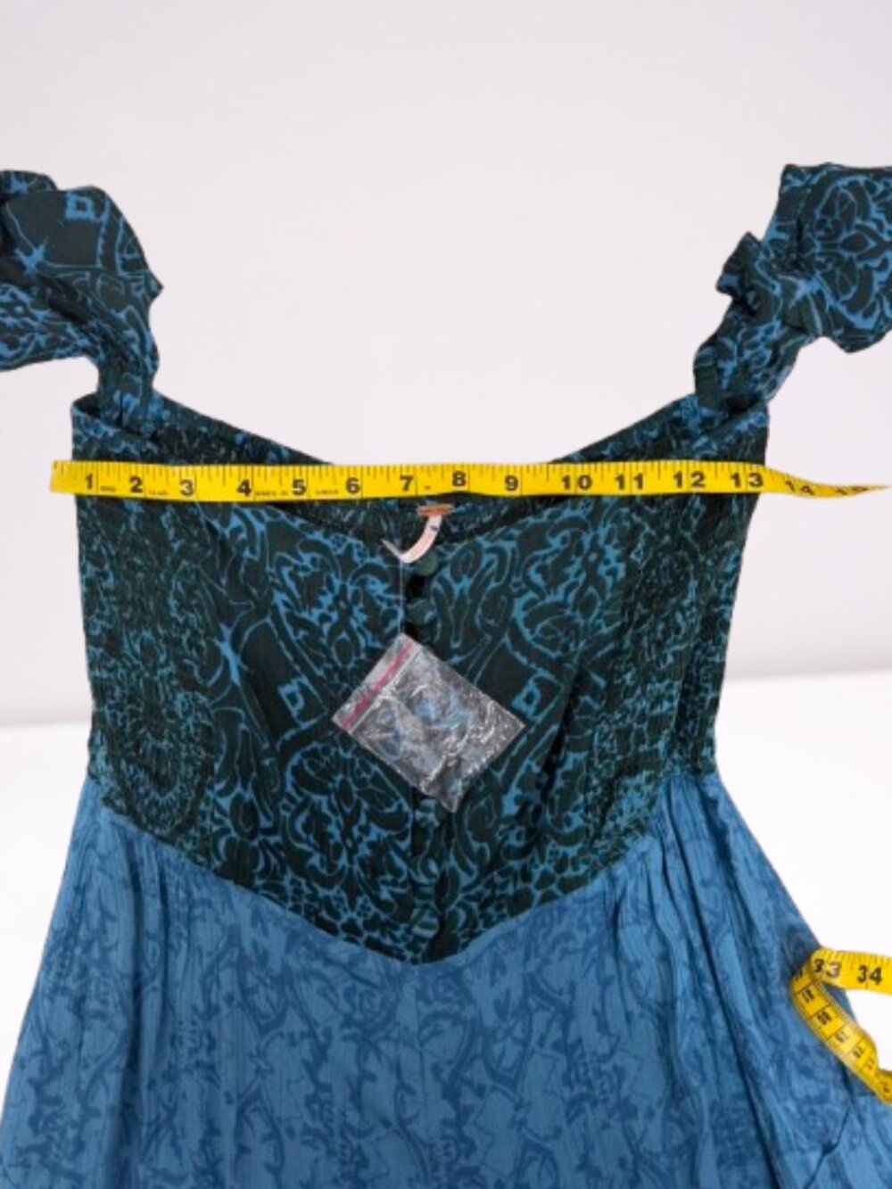 Free People NWOT Off Shoulder Bali Jumpsuit Boho Festival Size S in Teal - Picture 9 of 11